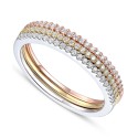 Cubic Zirconia Stack-Look Ring in Sterling Silver, Gold-Plate & Rose Gold-Plate