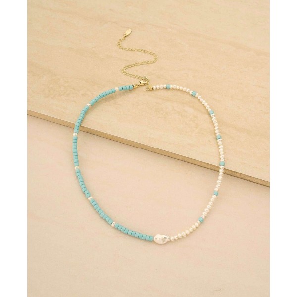 Turquoise And Pearl Necklace