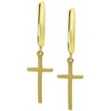 Cross Drop Huggie Hoop Earrings