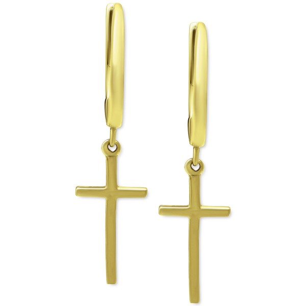 Cross Drop Huggie Hoop Earrings