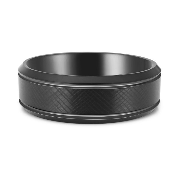 Men's Textured Bevel Edge Band in Black Ion-Plated Tantalum