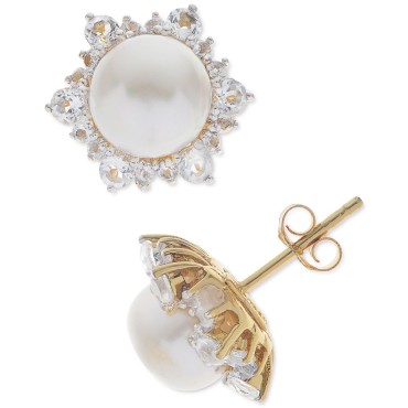 White Topaz (1-1/4 ct) in 14k Gold-Plated Sterling Silver White Topaz (1-1/4 c...