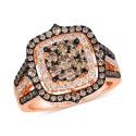 Chocolate Diamond & Nude Diamond Halo Cluster Ring (1-1/2 ct)