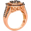 Chocolate Diamond & Nude Diamond Halo Cluster Ring (1-1/2 ct)