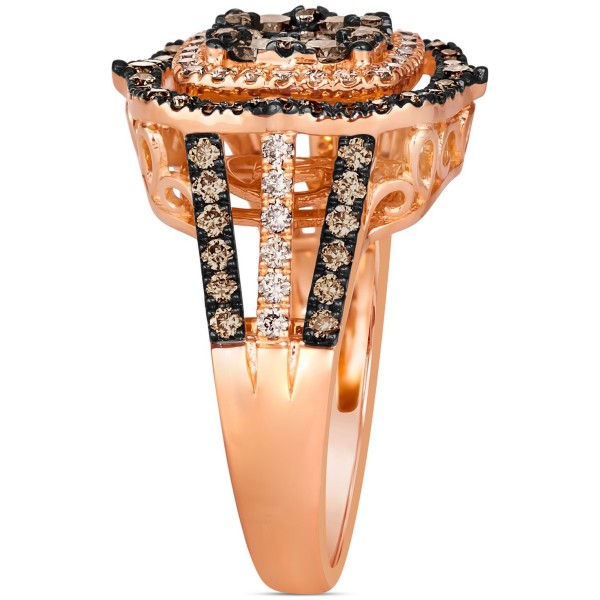 Chocolate Diamond & Nude Diamond Halo Cluster Ring (1-1/2 ct)