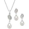 Cubic Zirconia Pendant Necklace and Matching Drop Earrings Set