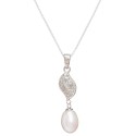 Cubic Zirconia Pendant Necklace and Matching Drop Earrings Set