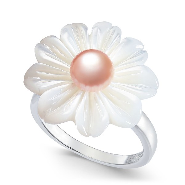 Mother-of-Pearl Flower Statement Ring in Sterling Silver