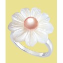 Mother-of-Pearl Flower Statement Ring in Sterling Silver