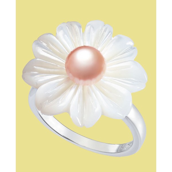 Mother-of-Pearl Flower Statement Ring in Sterling Silver