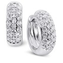 Cubic Zirconia Small Huggie Hoop Earrings in Sterling Silver