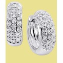 Cubic Zirconia Small Huggie Hoop Earrings in Sterling Silver