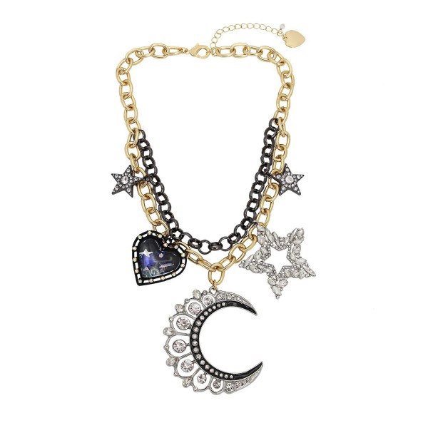 Faux Stone Celestial Bib Necklace