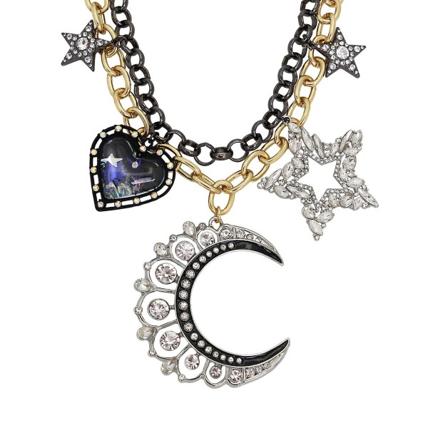 Faux Stone Celestial Bib Necklace