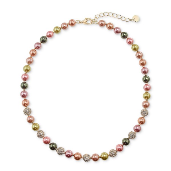 Mixed Color Imitation Pearl Collar Necklace, 17