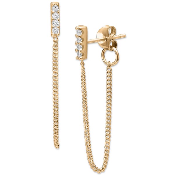 Cubic Zirconia Chain Drop Earrings