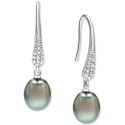 Tahitian Pearl (10mm) & Zircon (1/2 ct) Drop Earrings in Sterling Silver