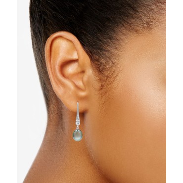 Tahitian Pearl (10mm) & Zircon (1/2 ct) Drop Earrings in Sterling Silver Tahitian Pearl (10mm...