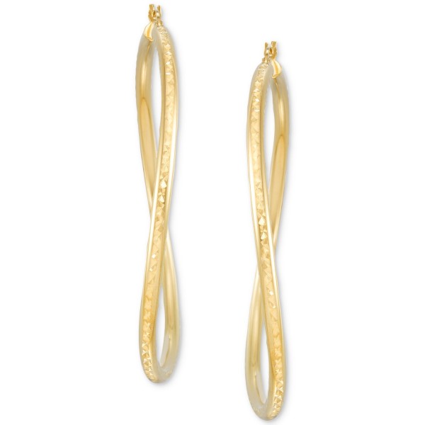 Wavy Round Hoop Earrings in 14k Gold Over Sterling Silver, 2-3/8