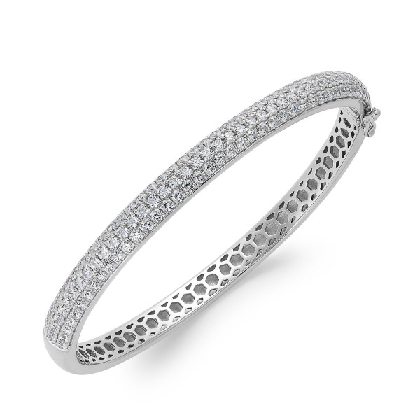 Cubic Zirconia Pave Bangle Bracelet in Sterling Silver (5 ct)