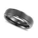 Men's Black Tungsten Carbide Ring, Comfort Fit Wedding Band (6mm)