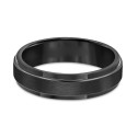 Men's Black Tungsten Carbide Ring, Comfort Fit Wedding Band (6mm)