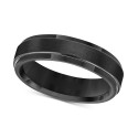 Men's Black Tungsten Carbide Ring, Comfort Fit Wedding Band (6mm)