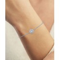 Diamond Circle Cluster Bolo Bracelet (1/8 ct) in Sterling Silver