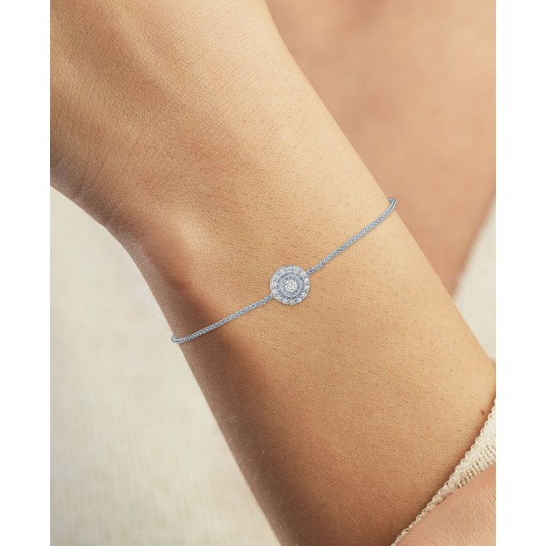 Diamond Circle Cluster Bolo Bracelet (1/8 ct) in Sterling Silver