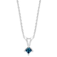 10k White Gold Blue Diamond Necklace and Earring Set (1/4 ct) 10k White Gold Blue ...