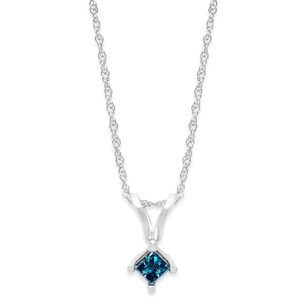 10k White Gold Blue Diamond Necklace and Earring Set (1/4 ct)