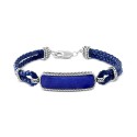 Men's Lapis Lazuli Leather Cord Bracelet in Sterling Silver