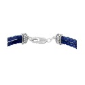 Men's Lapis Lazuli Leather Cord Bracelet in Sterling Silver