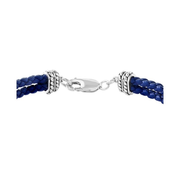 Men's Lapis Lazuli Leather Cord Bracelet in Sterling Silver