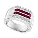 Men's Ruby (1 ct) & White Sapphire (1-1/4 ct) Ring in Sterling Silver