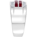 Men's Ruby (1 ct) & White Sapphire (1-1/4 ct) Ring in Sterling Silver