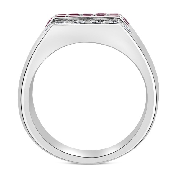 Men's Ruby (1 ct) & White Sapphire (1-1/4 ct) Ring in Sterling Silver