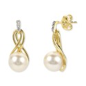 White Sapphire (1/20 ct) Drop Earrings in 14k Gold-Plated Sterling Silver