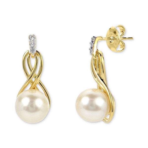 White Sapphire (1/20 ct) Drop Earrings in 14k Gold-Plated Sterling Silver