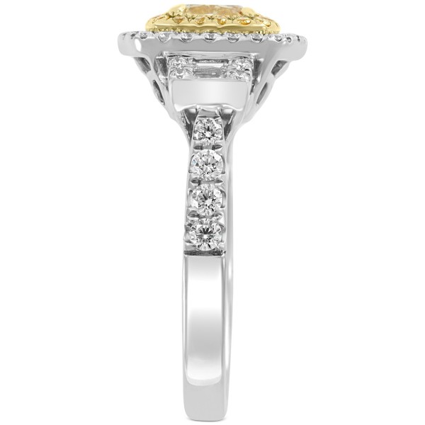 Diamond Halo Ring (1-5/8 ct) in 18k Gold & White Gold