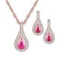 Diamond (1/20 ct) Pendant Necklace & Matching Drop Earrings