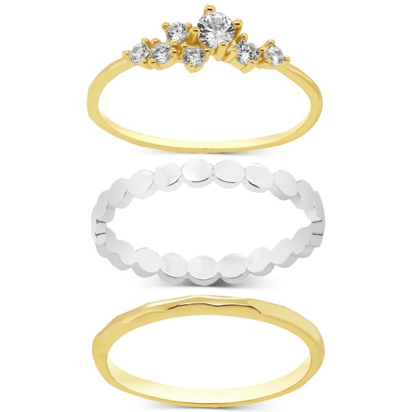 Cubic Zirconia & Textured Stack Rings