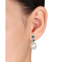 Cultured South Sea Pearl (9-10mm) & Diamond Accent Drop Earrings in 14k Gold