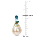 Cultured South Sea Pearl (9-10mm) & Diamond Accent Drop Earrings in 14k Gold