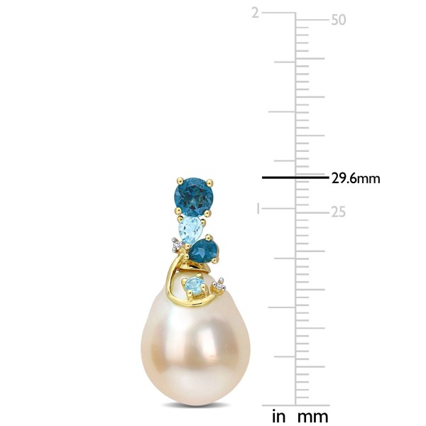 Cultured South Sea Pearl (9-10mm) & Diamond Accent Drop Earrings in 14k Gold