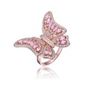 18K Rose Gold Plated Pink Cubic Zirconia Butterfly Ring