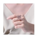 18K Rose Gold Plated Pink Cubic Zirconia Butterfly Ring