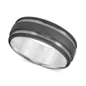 Men's Two-Tone Sandblast Finish Wedding Band in Black Tungsten Carbide