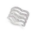 Silver-Tone Crystal Wavy Multi-Row Ring