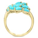 Turquoise Cluster & Diamond (1/10 ct) Statement Ring in 14k Gold